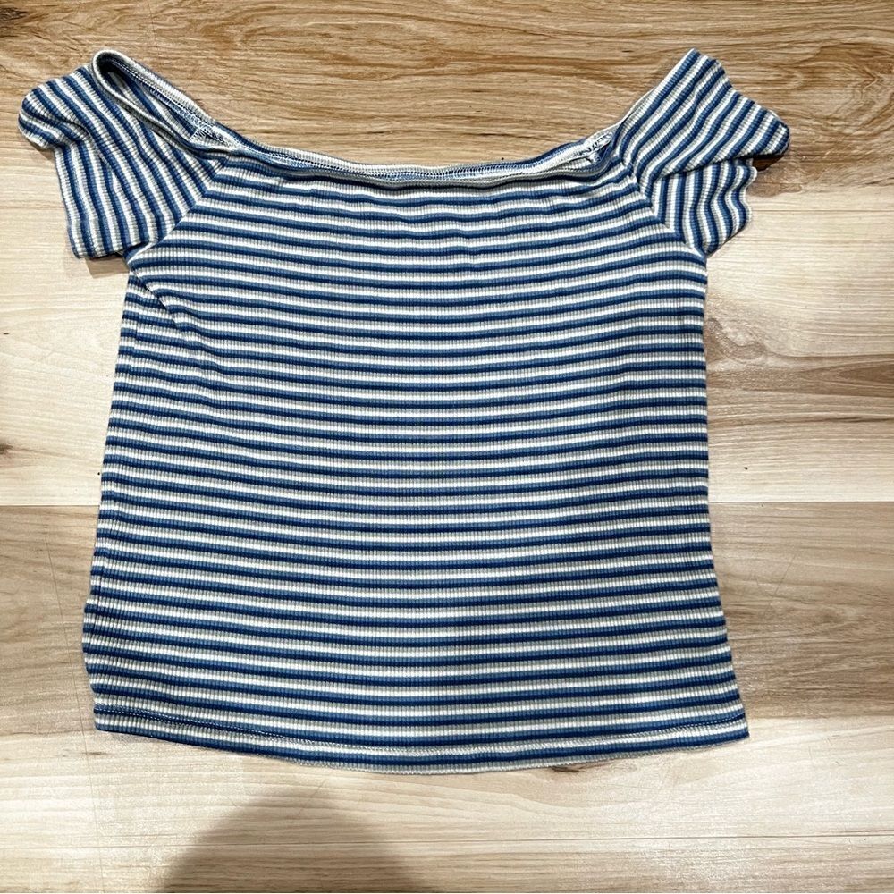 American Eagle Striped Open Neck Crop Top Women’s Small